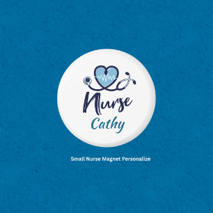 Cute Life Line Nurse Blue Heart Personalize Magnet