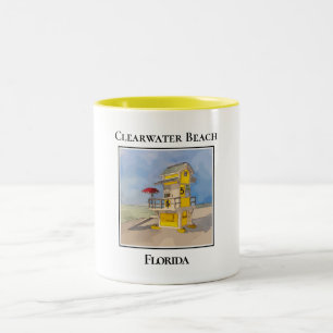 Cute Lifeguard Tower, Clearwater Beach Florida Two-Tone Coffee Mug