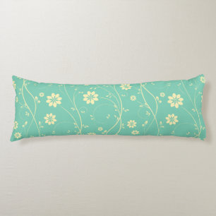 Cute Light Beige & Green Delicate Floral Pattern Body Pillow