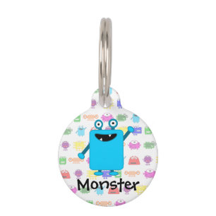 Cute Light Blue Cartoon Monster Pet Tag