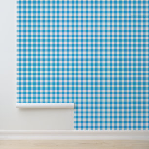 Cute Light Blue Gingham Pattern Peel and Stick Wallpaper