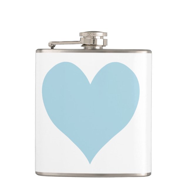 Cute Light Blue Heart Hip Flask (Front)