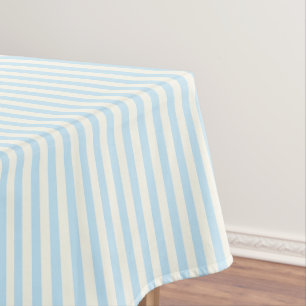 Cute light blue ivory stripes pattern elegant tablecloth