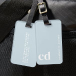 Cute Light Blue Monogram  Luggage Tag<br><div class="desc">Make travel stylish with these personalized luggage tags. Perfect for any traveller, these custom luggage tags add a unique touch, making it easy to spot your bag. These cute luggage tags are ideal for Christmas gift ideas, whether for teenage girls or women. Thoughtful and practical, they’re great Christmas gifts that...</div>