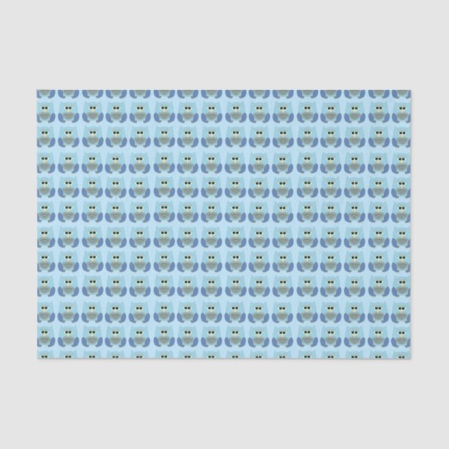 Cute Light Blue Owl Pattern  Tissue Paper (Front)