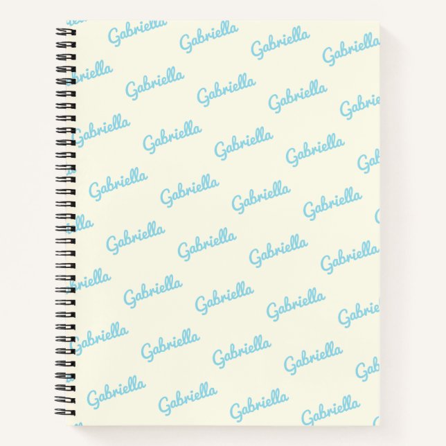 Cute Light Blue Personalized Script Name Sketch Notebook (Front)