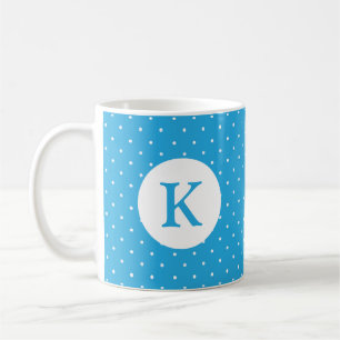 Cute Light Blue Polka Dot Pattern Monogram Coffee Mug