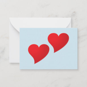 Cute light blue red heart couple minimalist modern card