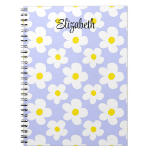 Cute light blue retro daisies girly journalling notebook