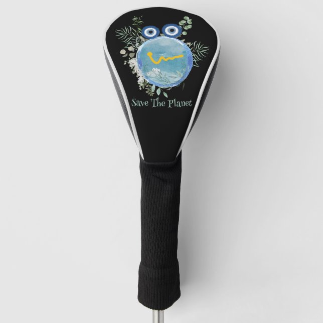 Cute Light Blue Save The Planet Collection  Golf Head Cover (Front)