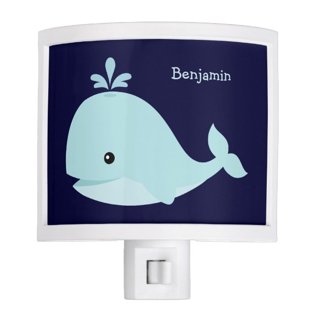 Cute Light Blue Whale Personalized Night Lights (Front)
