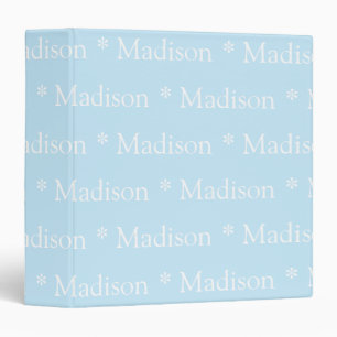 Cute light blue white custom name text pattern binder