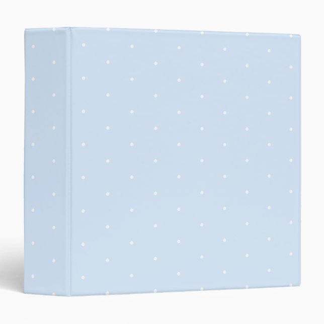 Cute light blue white tiny polka dots pattern binder (Front/Spine)