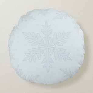 Cute Light Blue Winter Round Pillow