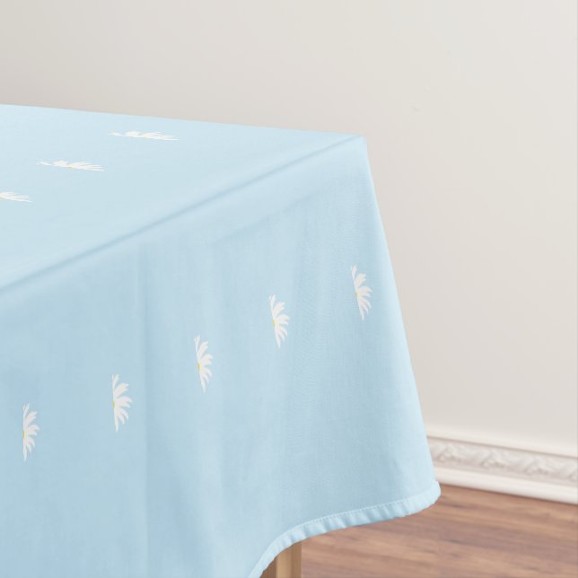 Cute light blue yellow white daisy flower pattern tablecloth (In Situ)