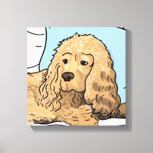 Cute Light-brown Cocker Spaniel Portrait Drawing Canvas Print