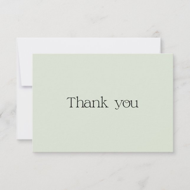 Cute Light Green Typography Swash Thank You Card (Front)