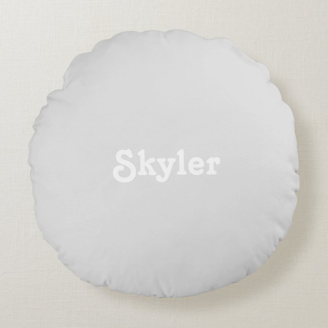 Cute light grey custom name monogram solid plain round pillow (Front)