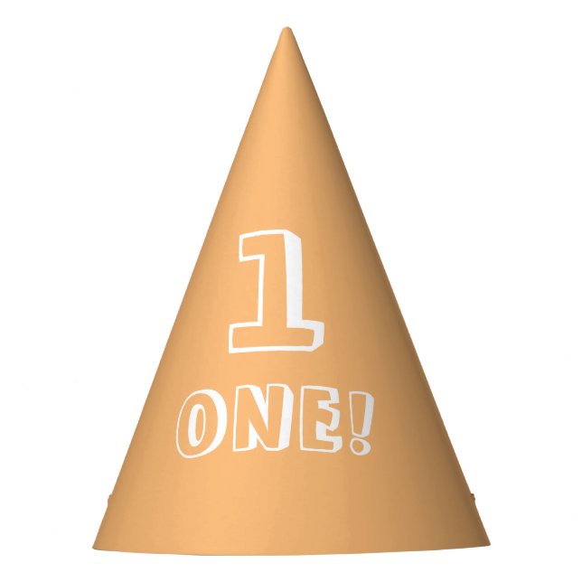 Cute light orange custom number age year birthday party hat (Front)