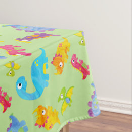 Cute Light Pastel Green Baby Dinosaur Birthday Tablecloth