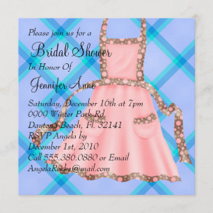 Cute Light Pink Apron Chef Bridal Shower Invite