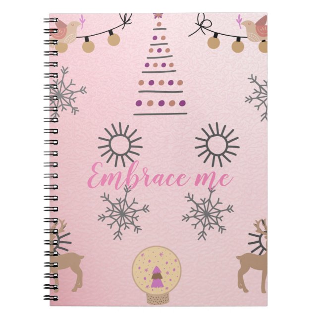 Cute Light Pink Christmas Aesthetic Notebook (Front)