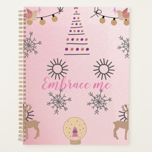 Cute Light Pink Christmas Aesthetic Planner (Front)