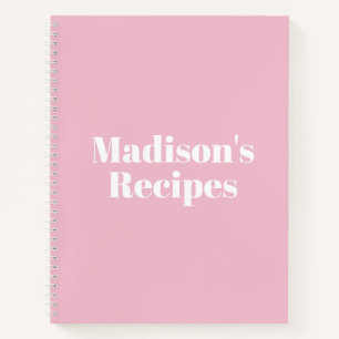 Cute light pink custom name chic Recipe Book