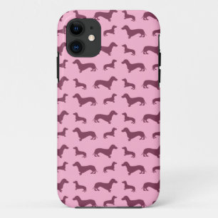 Cute light pink dachshund pattern iPhone 11 case