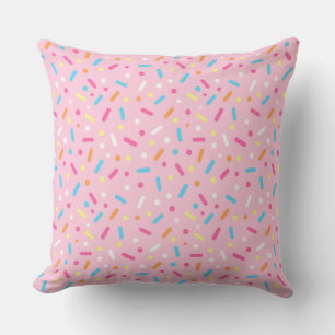 Cute Light Pink Icing with Sprinkles Doughnut Throw Pillow