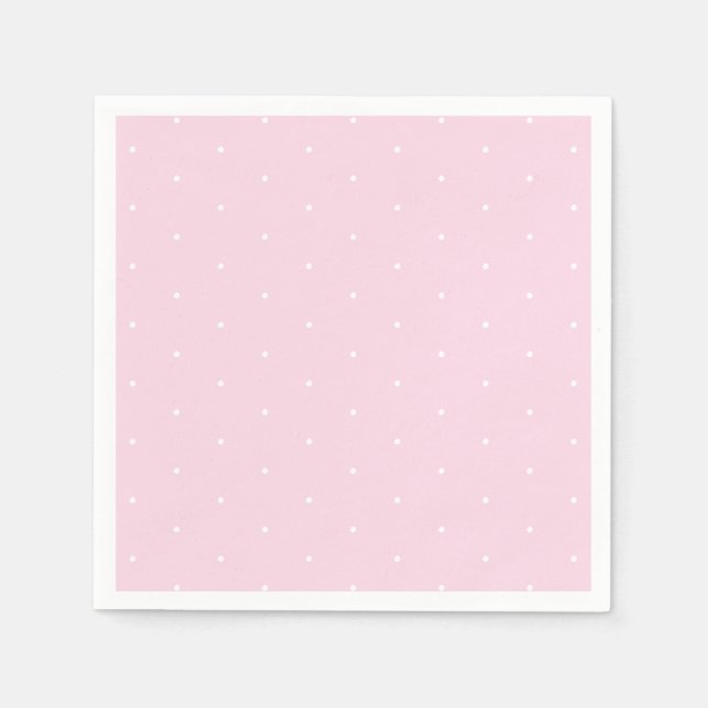 Cute light pink white tiny polka dots cute paper napkin (Front)