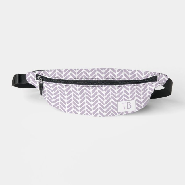 Cute Light Purple Chevron Monogram Initials Fanny Pack (Front)