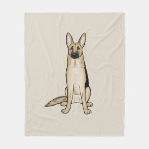 Cute Light Tan and Black German Shepherd Dog Fleece Blanket