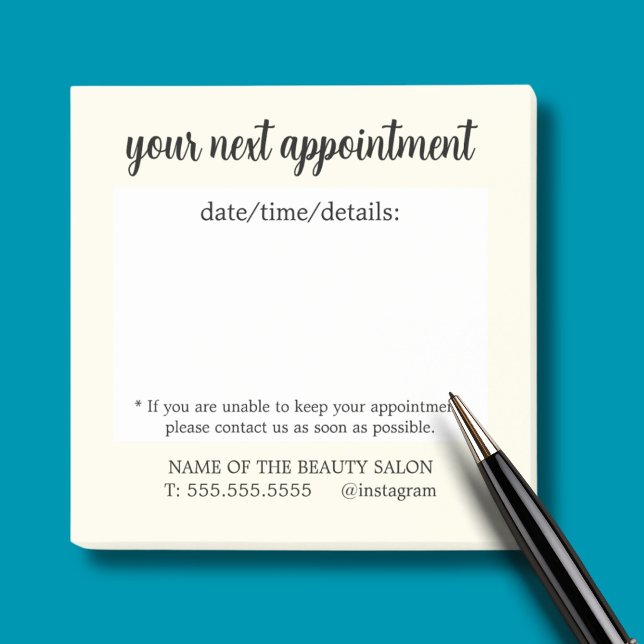 Cute Light Yellow Handwritten Appointment Remind Post-it Notes (Creator Uploaded)
