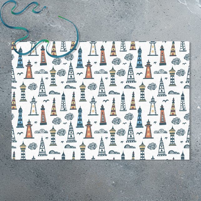 Cute Lighthouse Pattern  Tissue Paper (Creator Uploaded)