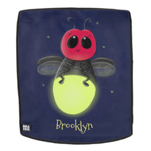 Cute lightning bug firefly cartoon illustration backpack