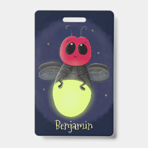 Cute lightning bug firefly cartoon illustration badge