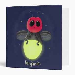 Cute lightning bug firefly cartoon illustration binder