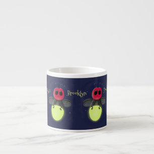 Cute lightning bug firefly cartoon illustration espresso cup