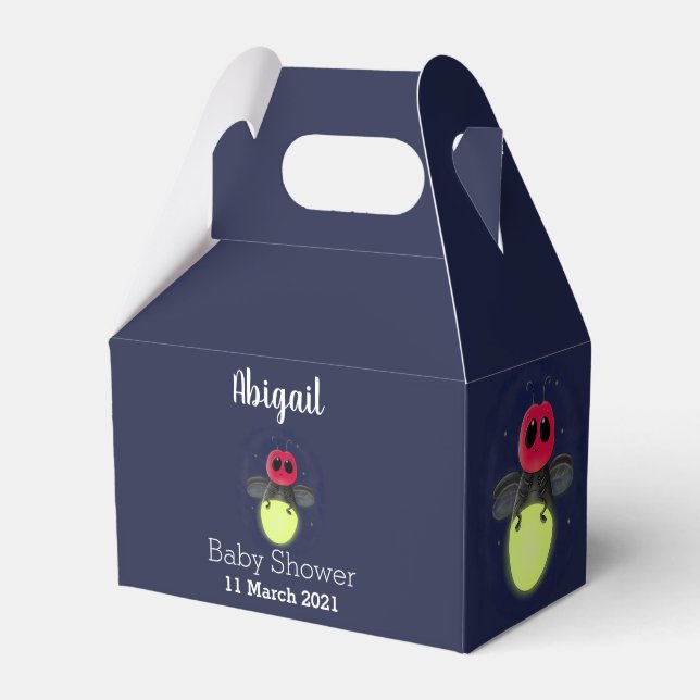 Cute lightning bug firefly cartoon illustration favor box (Front Side)
