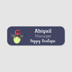 Cute lightning bug firefly cartoon illustration  name tag