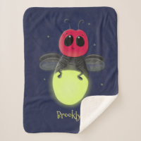 Cute lightning bug firefly cartoon illustration
