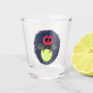 Cute lightning bug firefly cartoon illustration shot glass