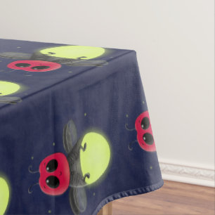 Cute lightning bug firefly cartoon illustration tablecloth
