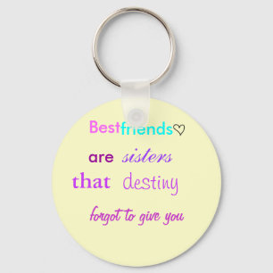 cute lil heart, Best , friends, are , sisters, ... Keychain