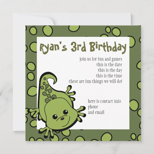 Cute Lil' Lizard Invitation (Front)