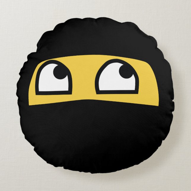 Cute Lil' Ninja emoji Round Pillow (Front)