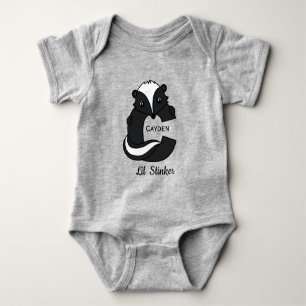 Cute Lil Stinker Skunk Monogram Baby Bodysuit