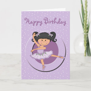 Cute Lilac Ballerina 1 Birthday Card