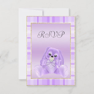 Cute Lilac Bunny Baby Shower RSVP Card